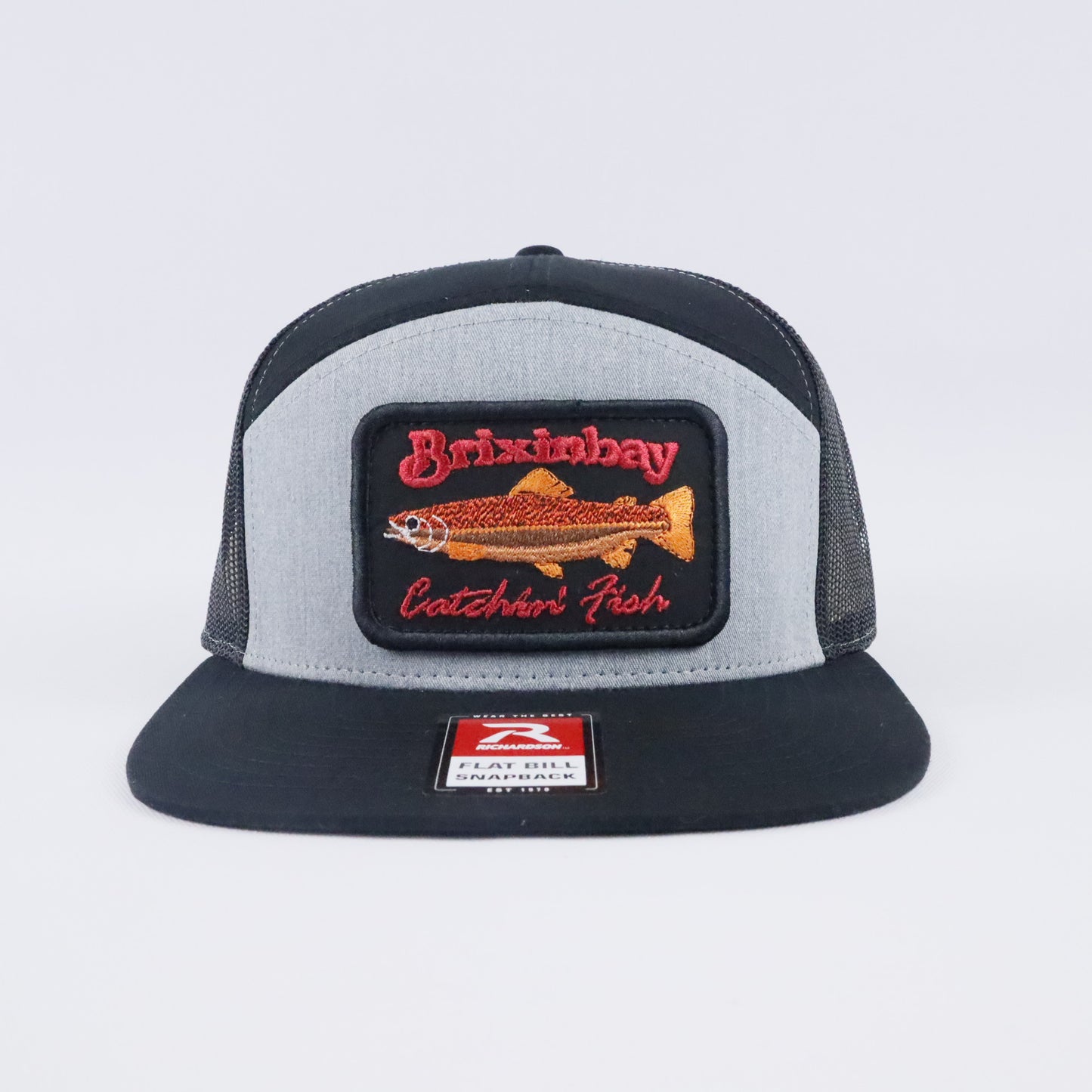 Catchin' Fish Heather Grey/ Black 7 Panel