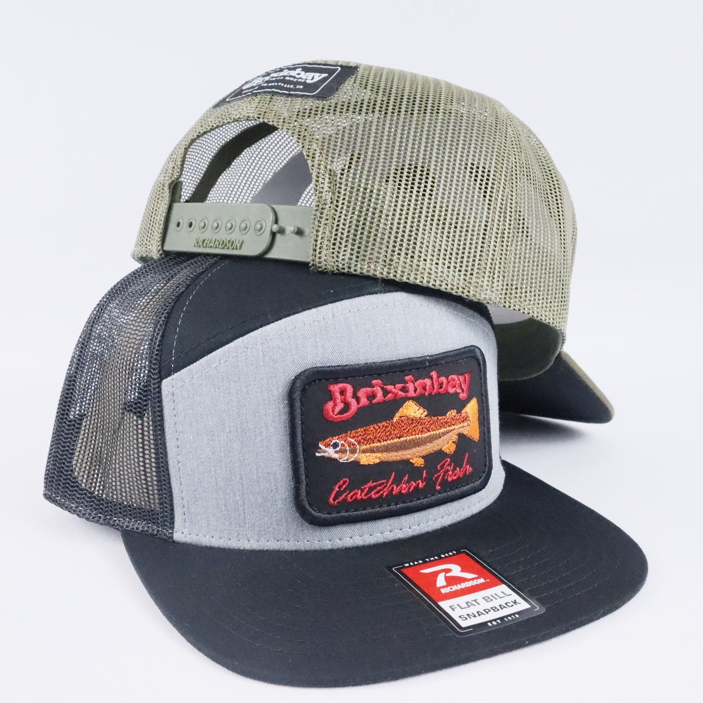 Catchin' Fish Heather Grey/ Black 7 Panel