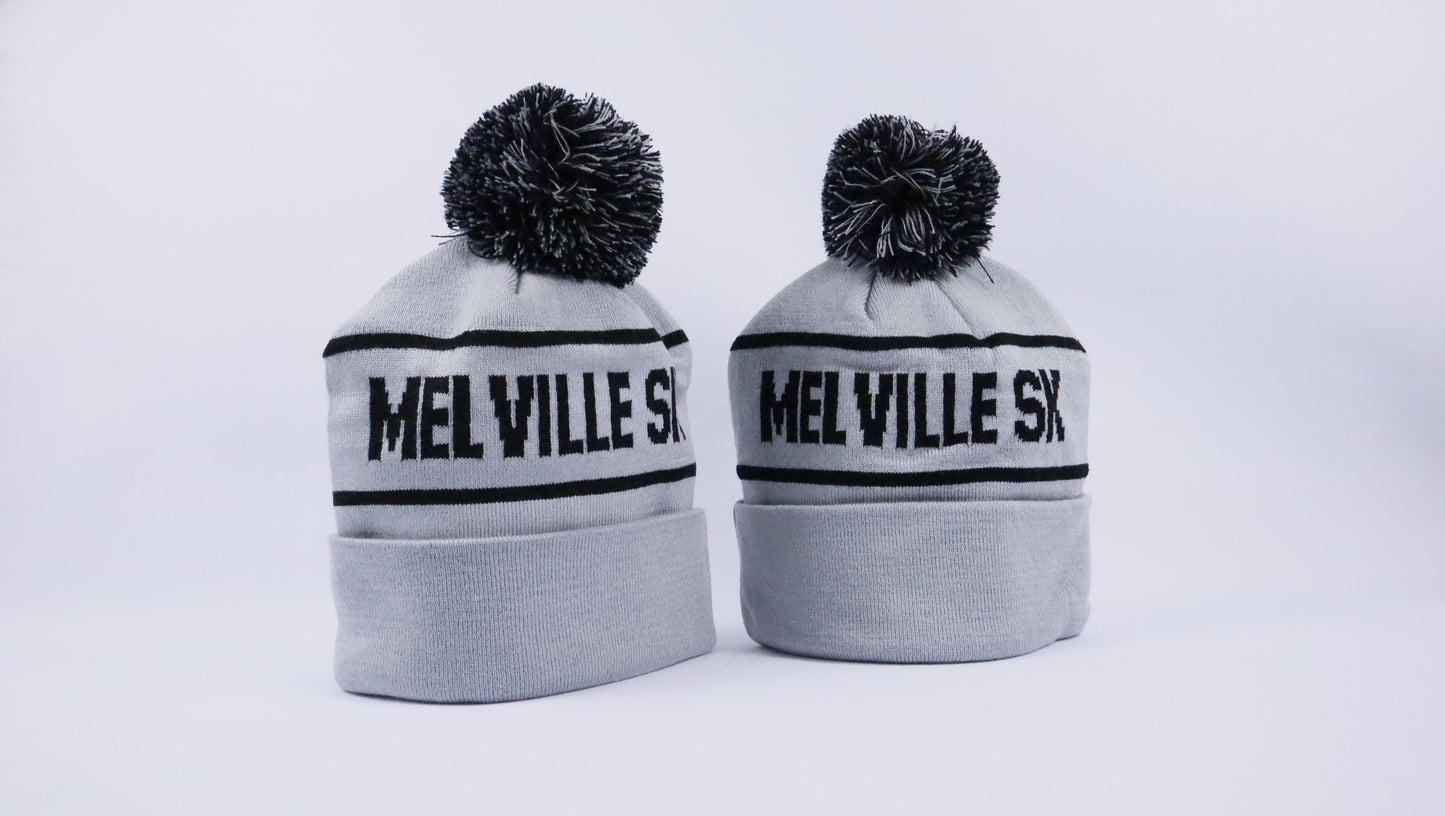KNIT POM-POM CUFFED BEANIE