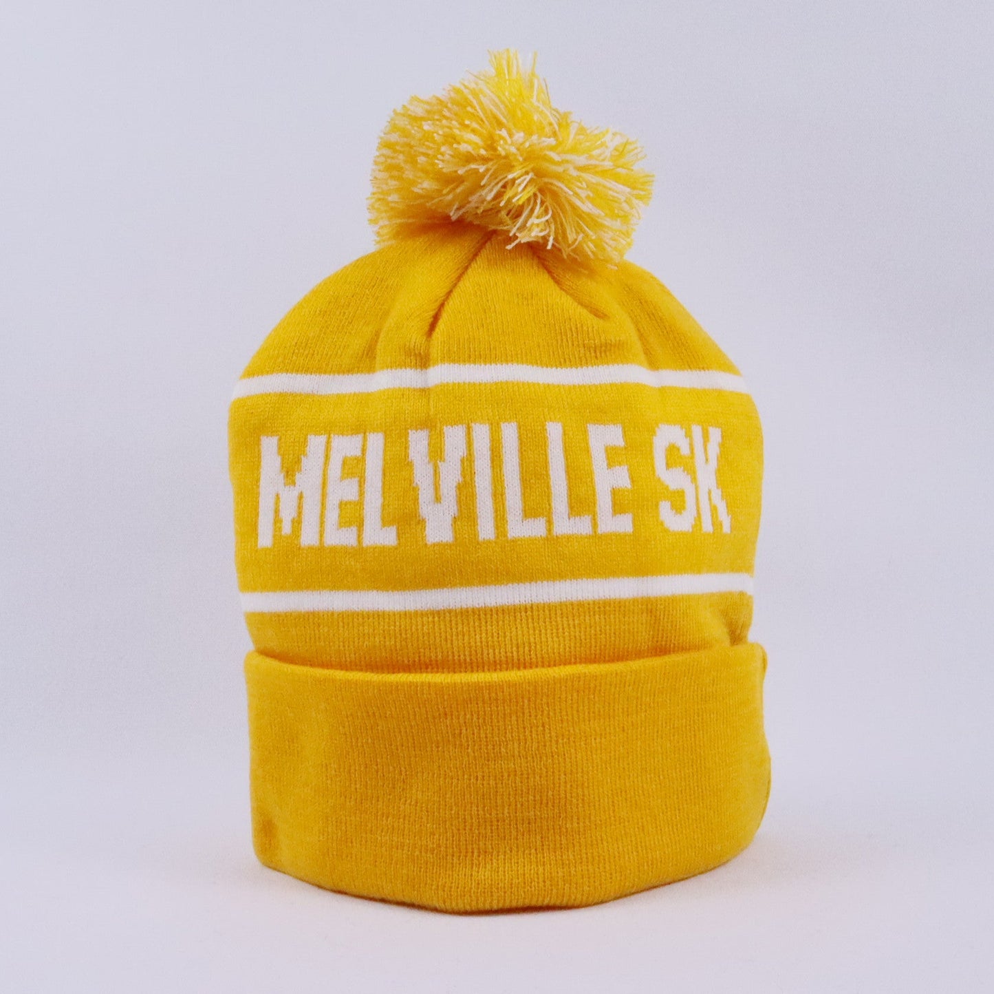 KNIT POM-POM CUFFED BEANIE